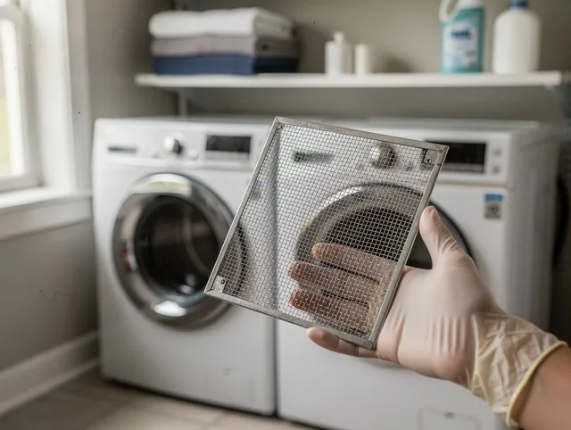 Bexley Dryer Vent Cleaning specialist performing detailed lint trap cleaning service in Bexley