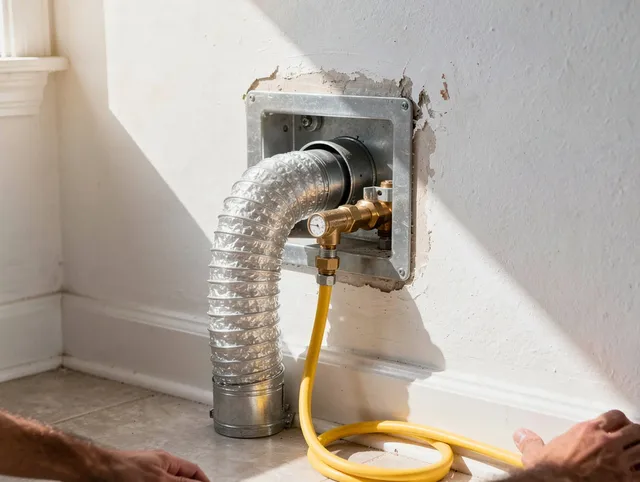 Bexley Dryer Vent Cleaning certified technician performing specialized gas dryer vent cleaning in Bexley